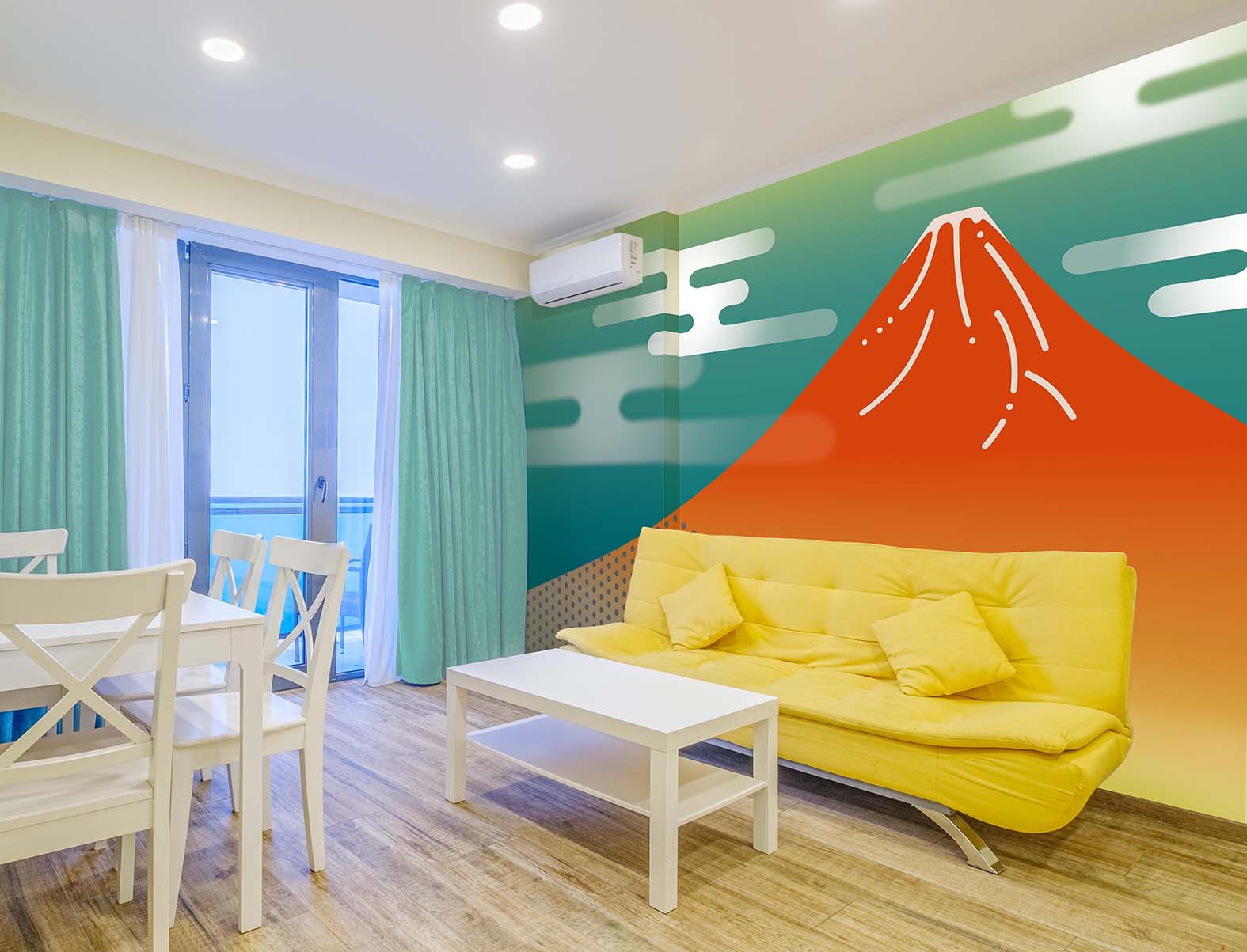 浮世絵の富士山のグラフィック、和柄壁紙