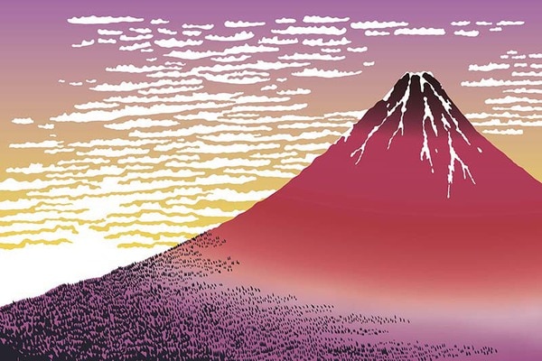 浮世絵の富士山のグラフィック、和柄壁紙