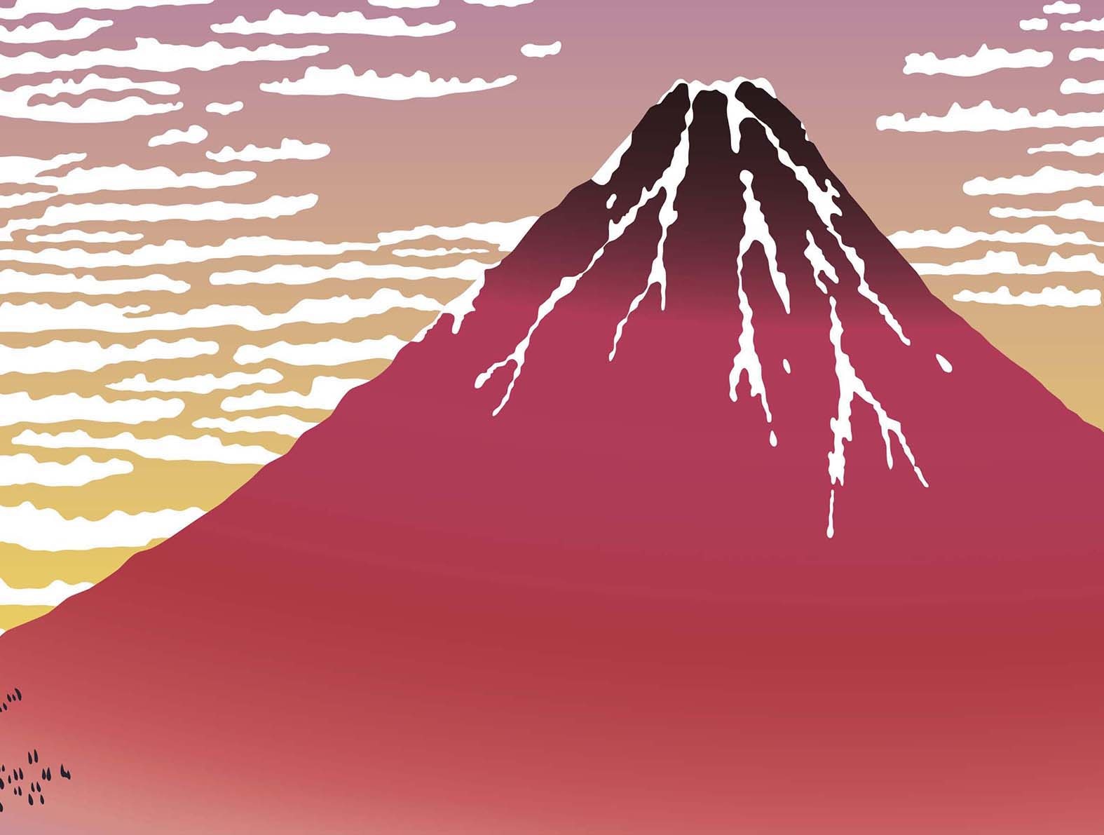 浮世絵の富士山のグラフィック、和柄壁紙