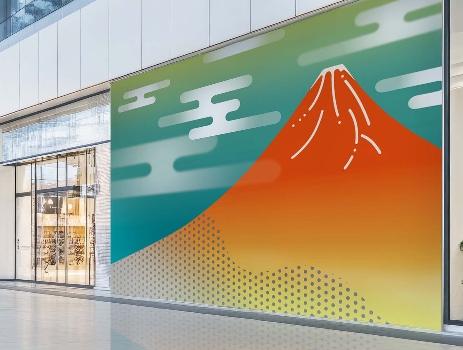 浮世絵の富士山のグラフィック、和柄壁紙