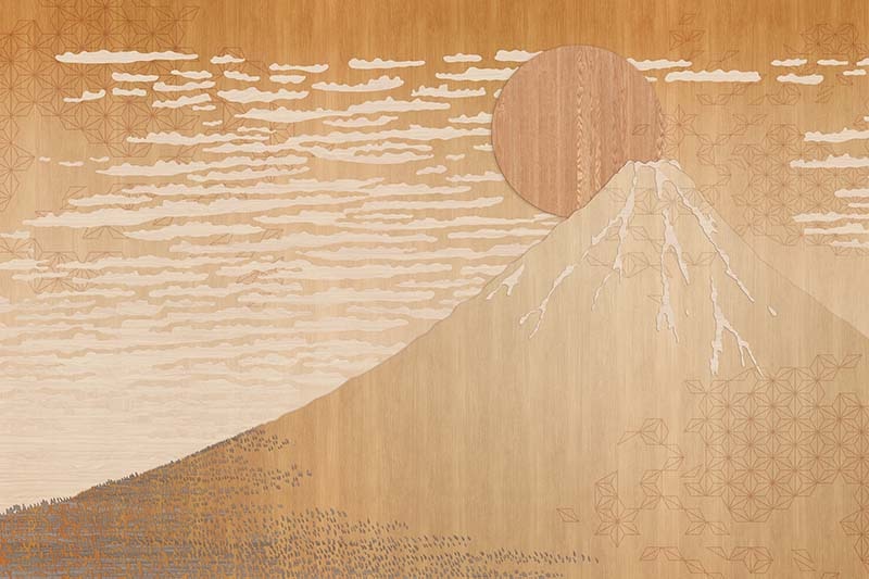 浮世絵の富士山のグラフィック、和柄壁紙