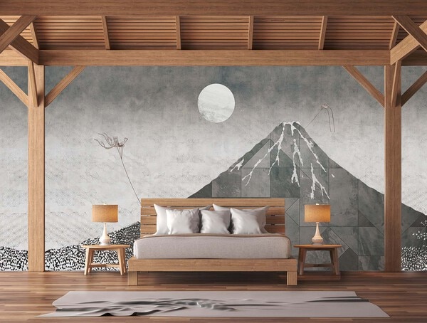 浮世絵の富士山のグラフィック、和柄壁紙