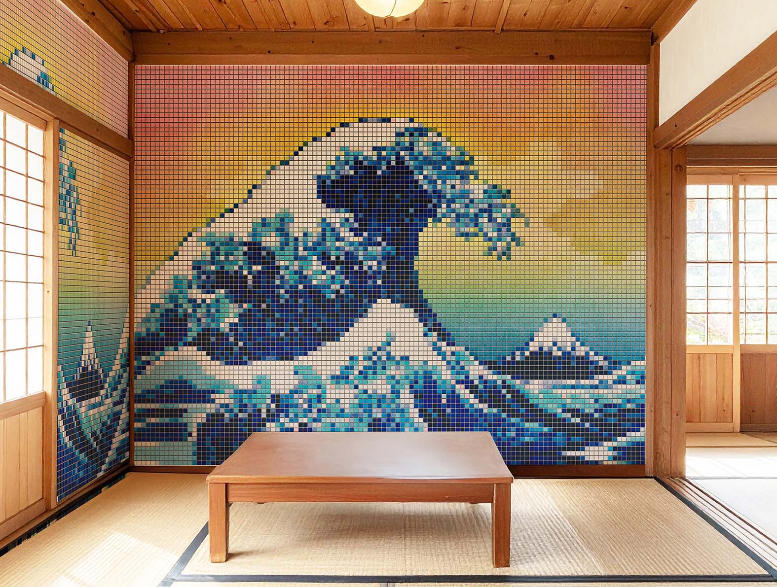 浮世絵の富士山のグラフィック、和柄壁紙