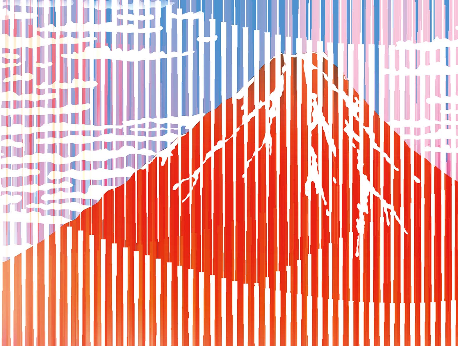 浮世絵の富士山のグラフィック、和柄壁紙