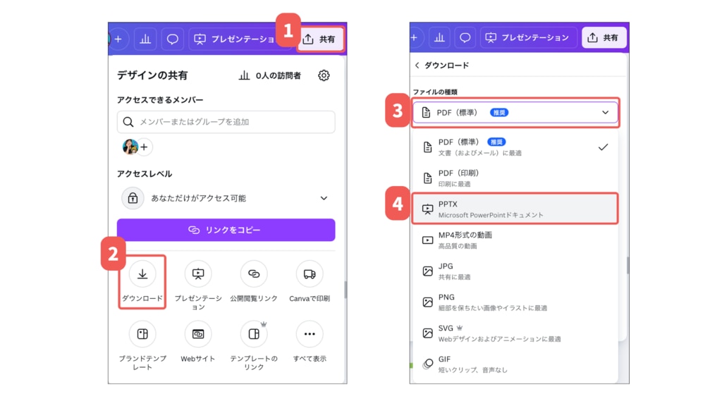Canvaで作成したスライドをPowerPoint形式で出力する手順