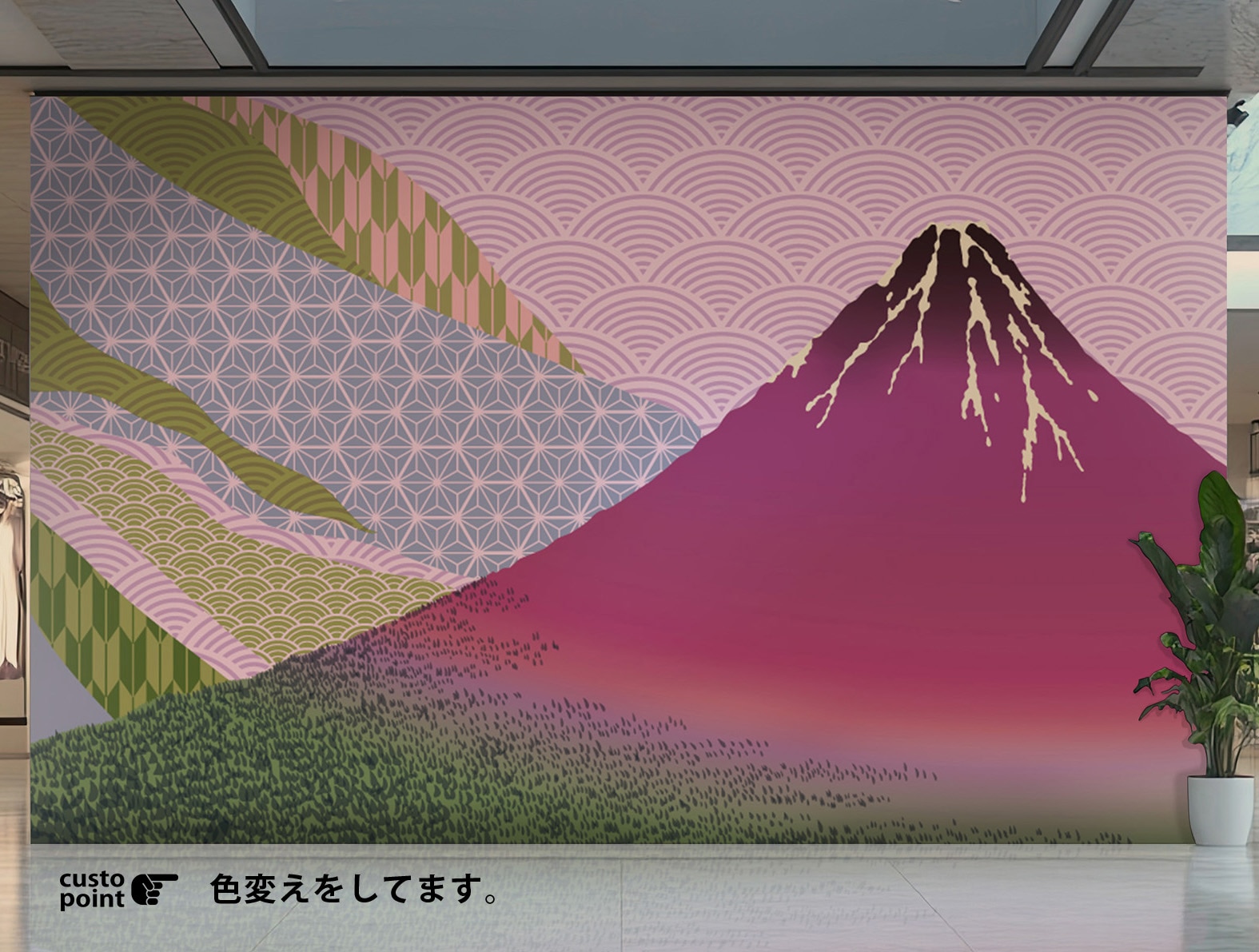浮世絵の富士山のグラフィック、和柄壁紙