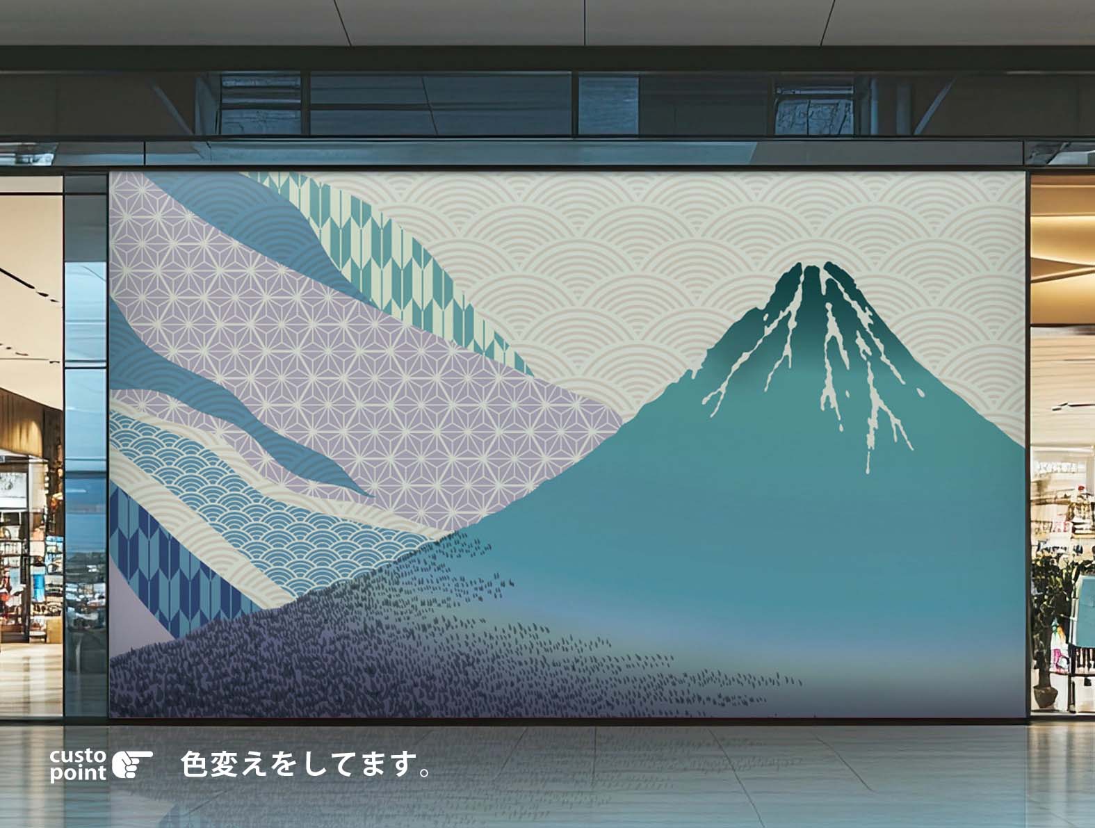 浮世絵の富士山のグラフィック、和柄壁紙