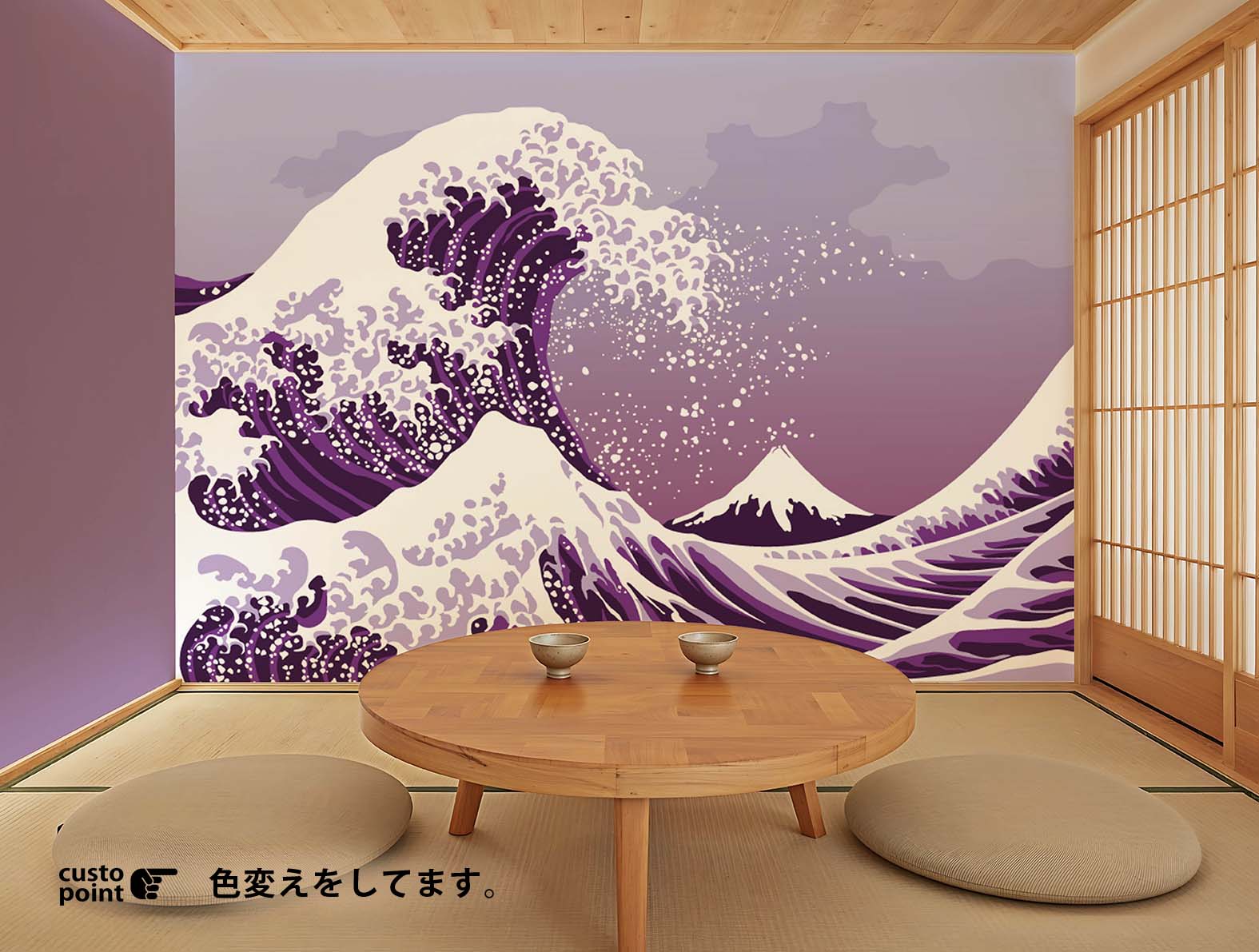 浮世絵の富士山のグラフィック、和柄壁紙