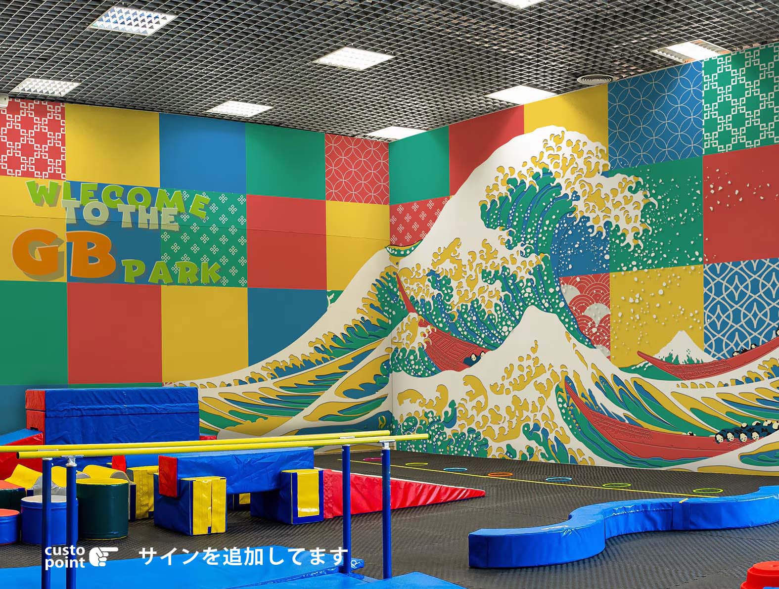 浮世絵の富士山のグラフィック、和柄壁紙
