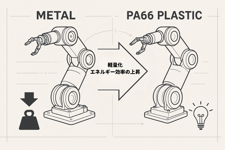 金属製品を樹脂に置き換える図解イメージ
