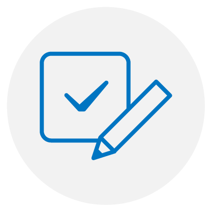 チェックマークとペンのアイコン