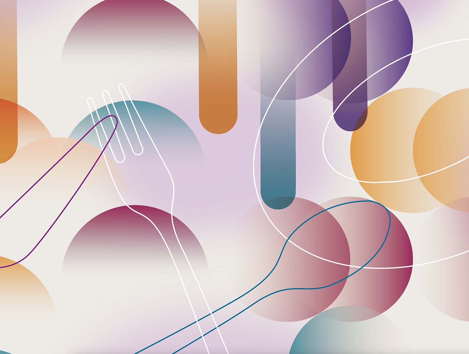 スーパーの惣菜コーナーのカラフルな壁紙