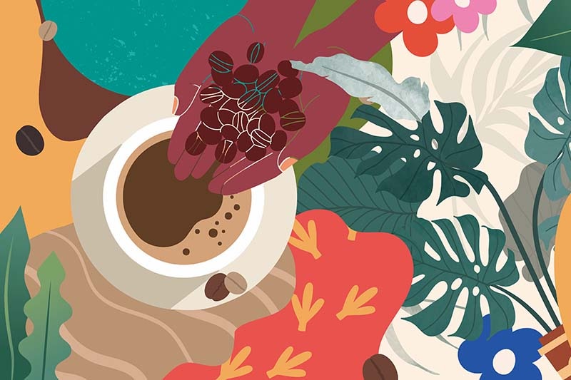 おしゃれなコーヒーのイラストの壁紙