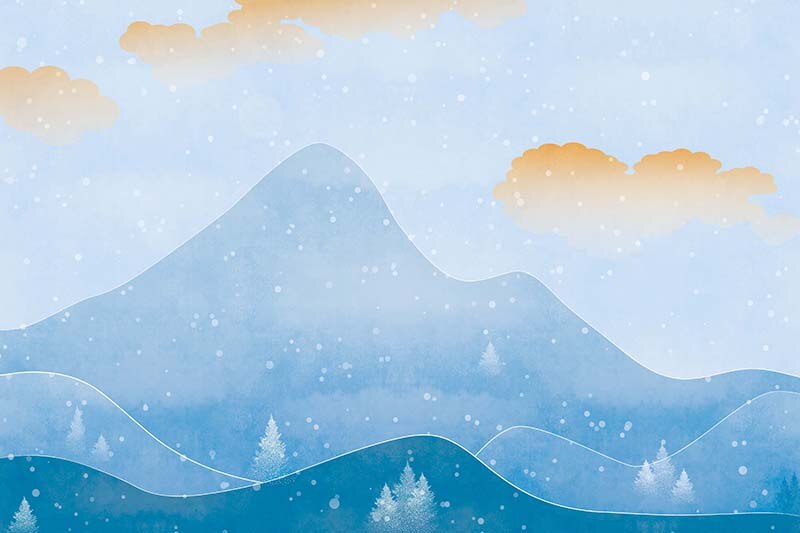 かわいい雪山のイラストの壁紙