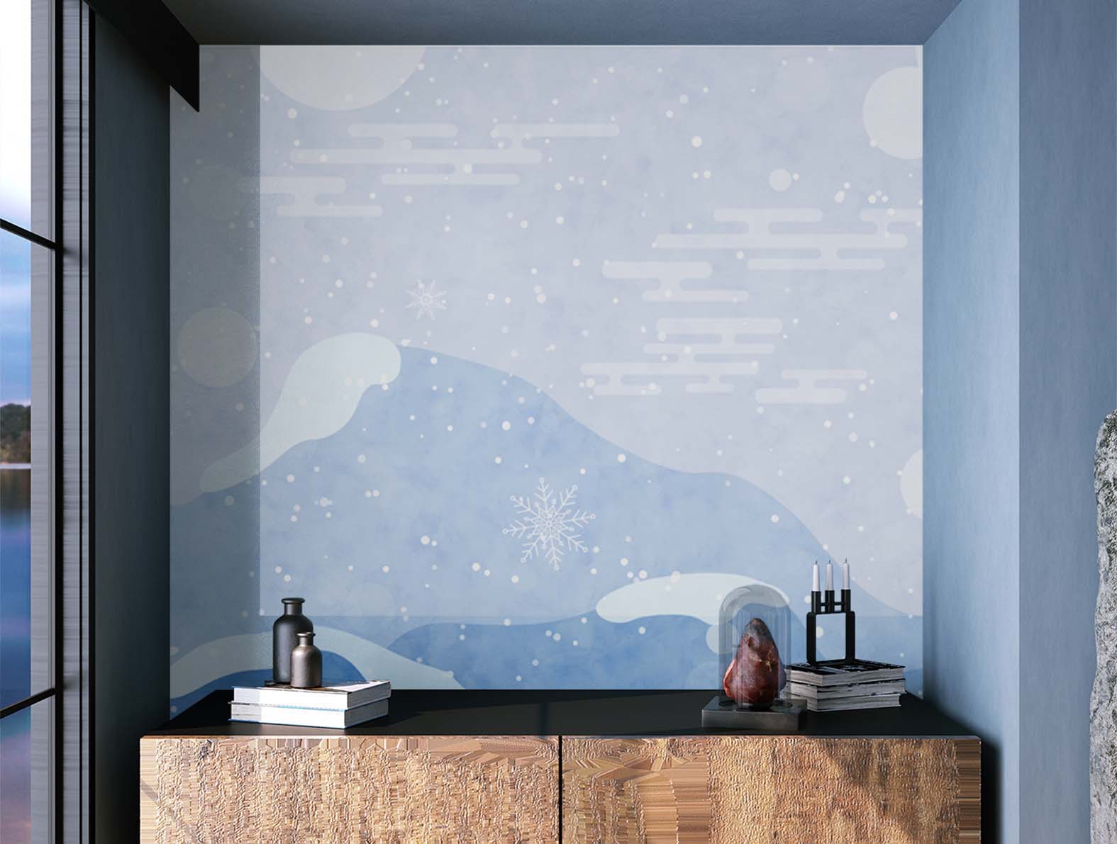 かわいい雪山のイラストの壁紙