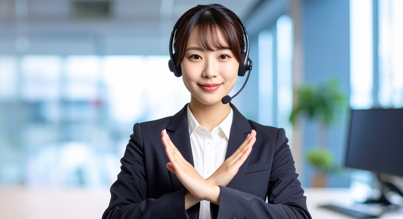 ブログ│コールセンター、バツのポーズをする女性