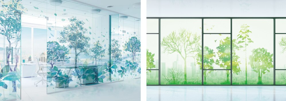 自然光が入って魅力的なガラスフィルムデザイン