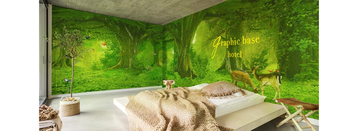 ライフスタイルホテルに風景アートの壁紙