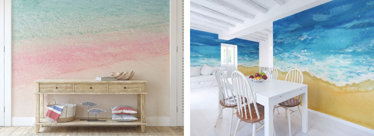 海を連想するビーチのインテリアと壁紙
