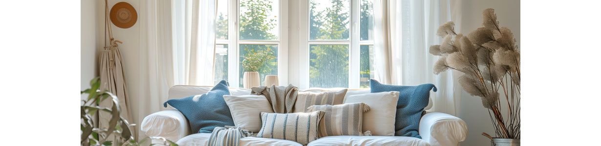 リネン素材のクッションやカーテン
