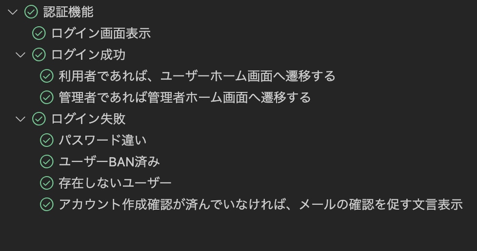 テスト名を日本語で作成している図