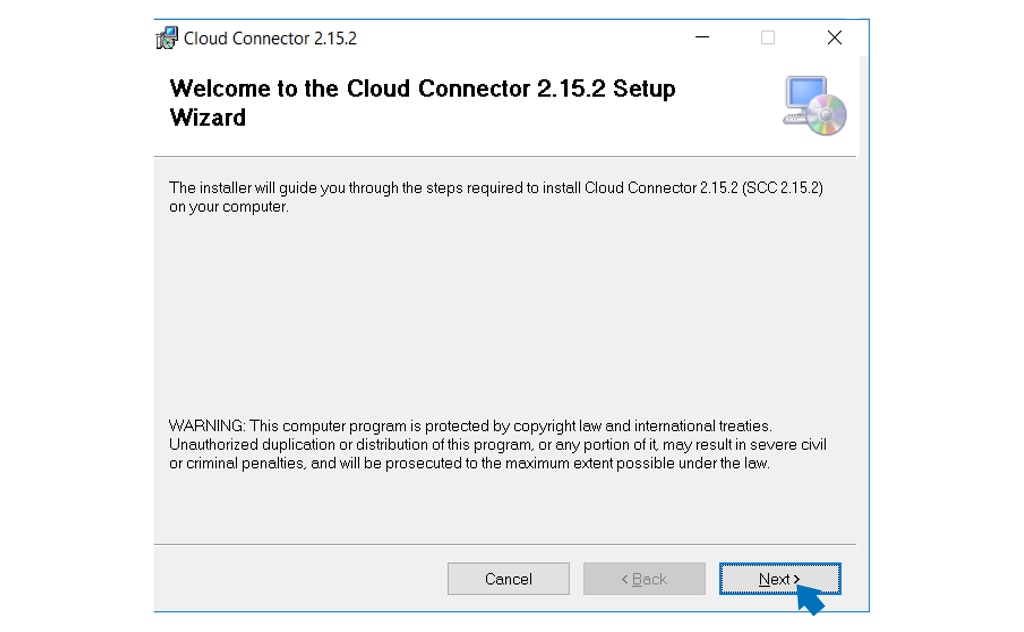 Cloud Connector Setup Wizardを起動