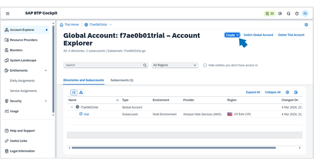 「Create」ボタンをクリック