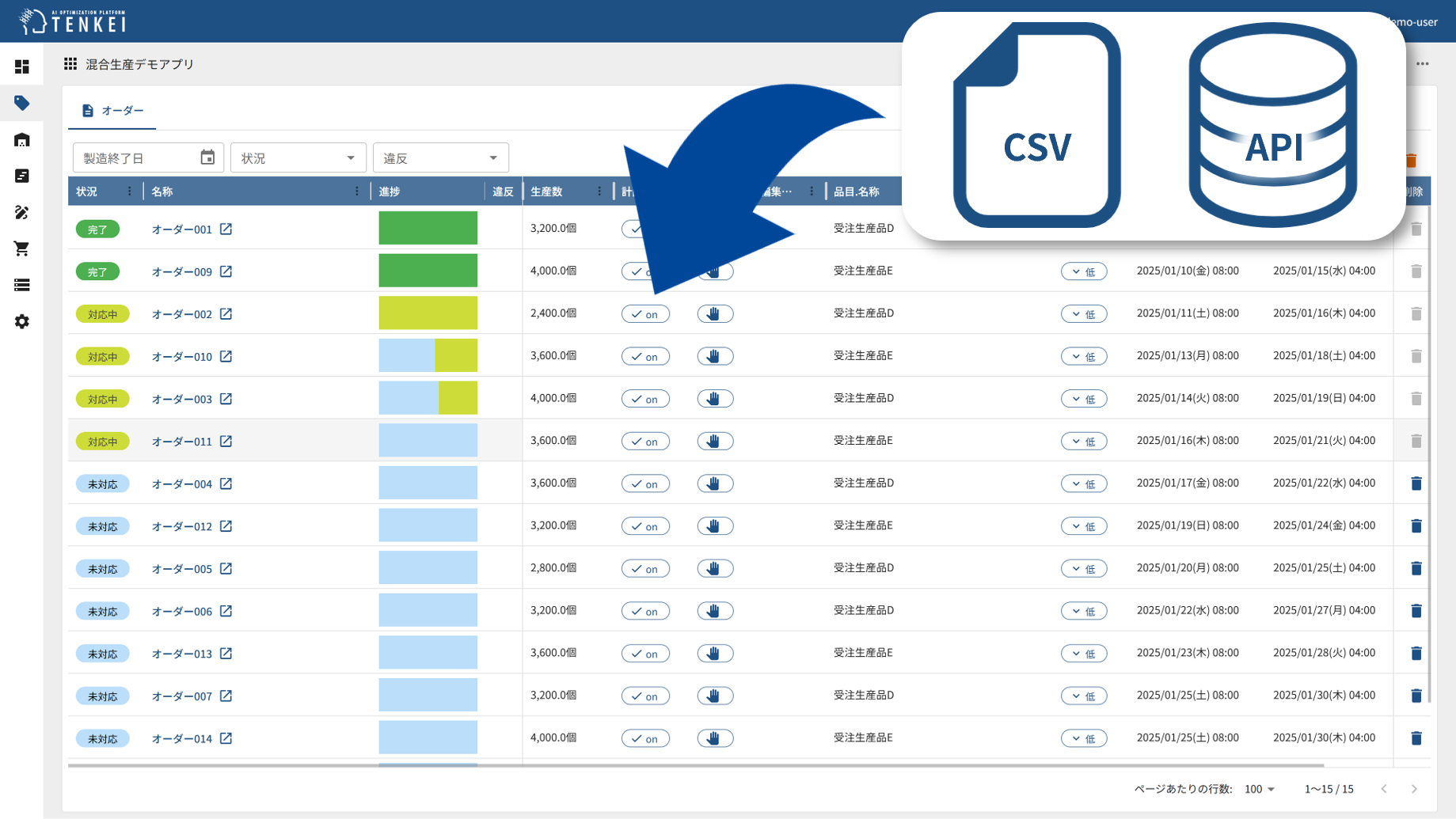 追加注文登録画面