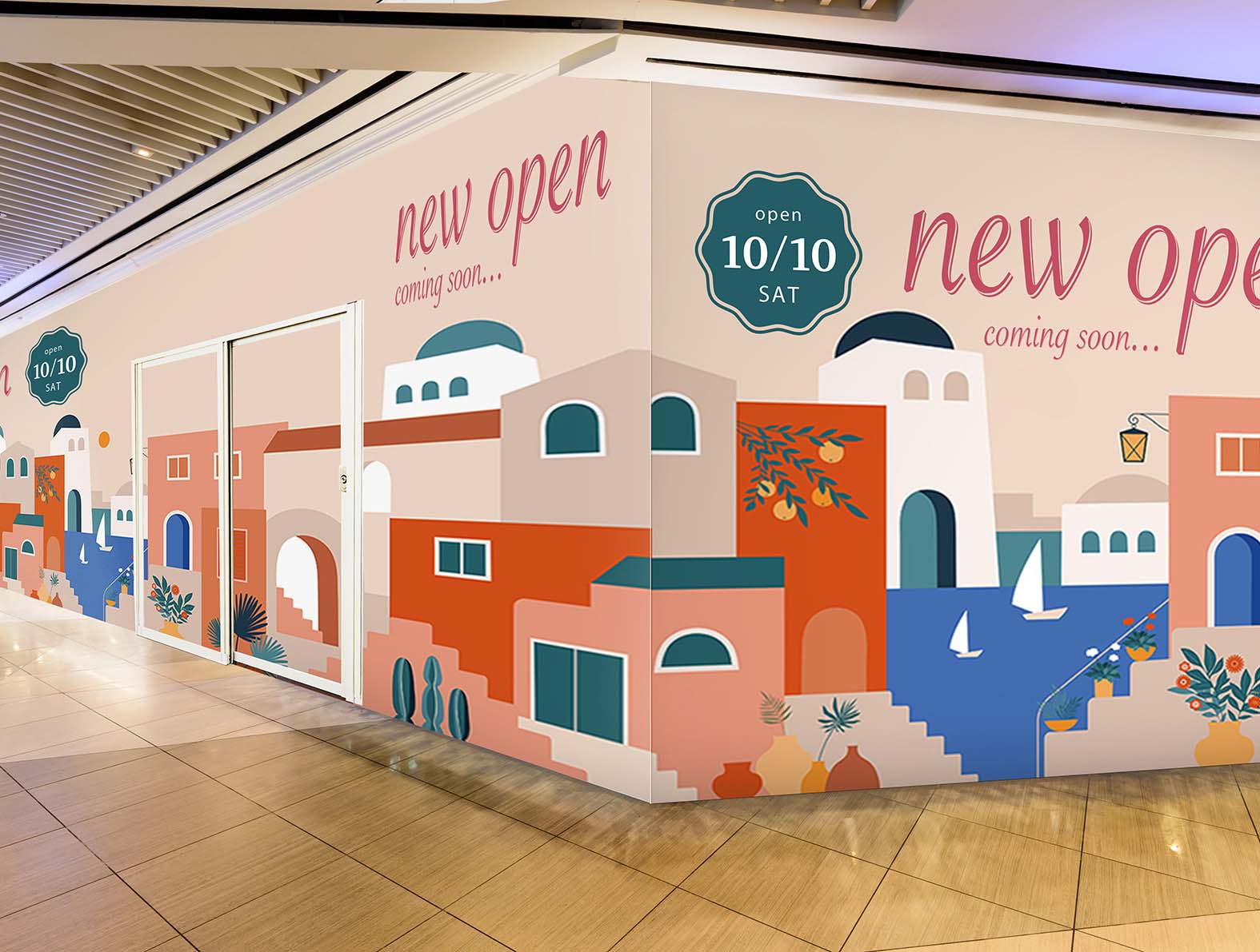 可愛い風景イラストの仮囲い