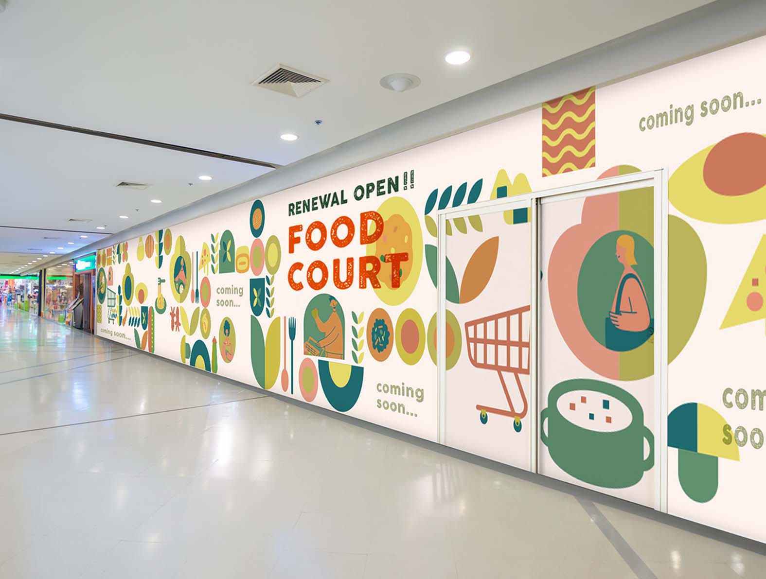 スーパーマーケットのイラストの仮囲い