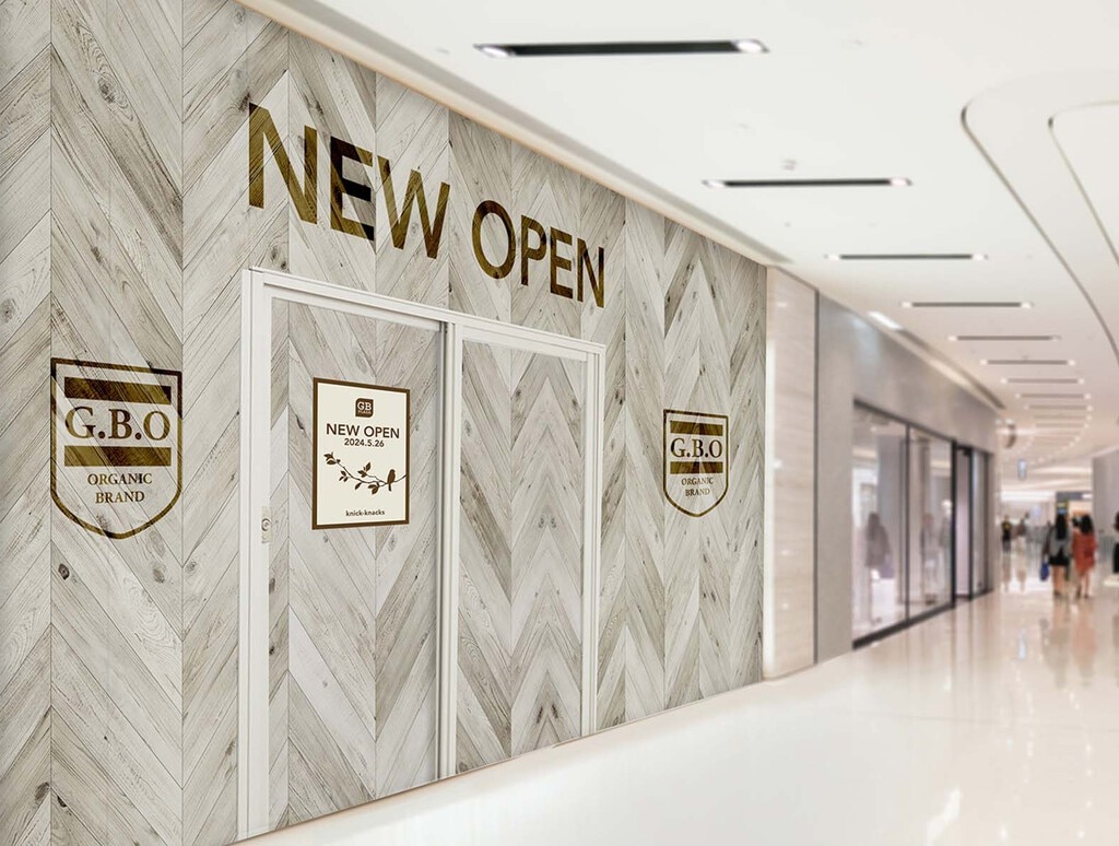 木目マテリアル柄の仮囲い