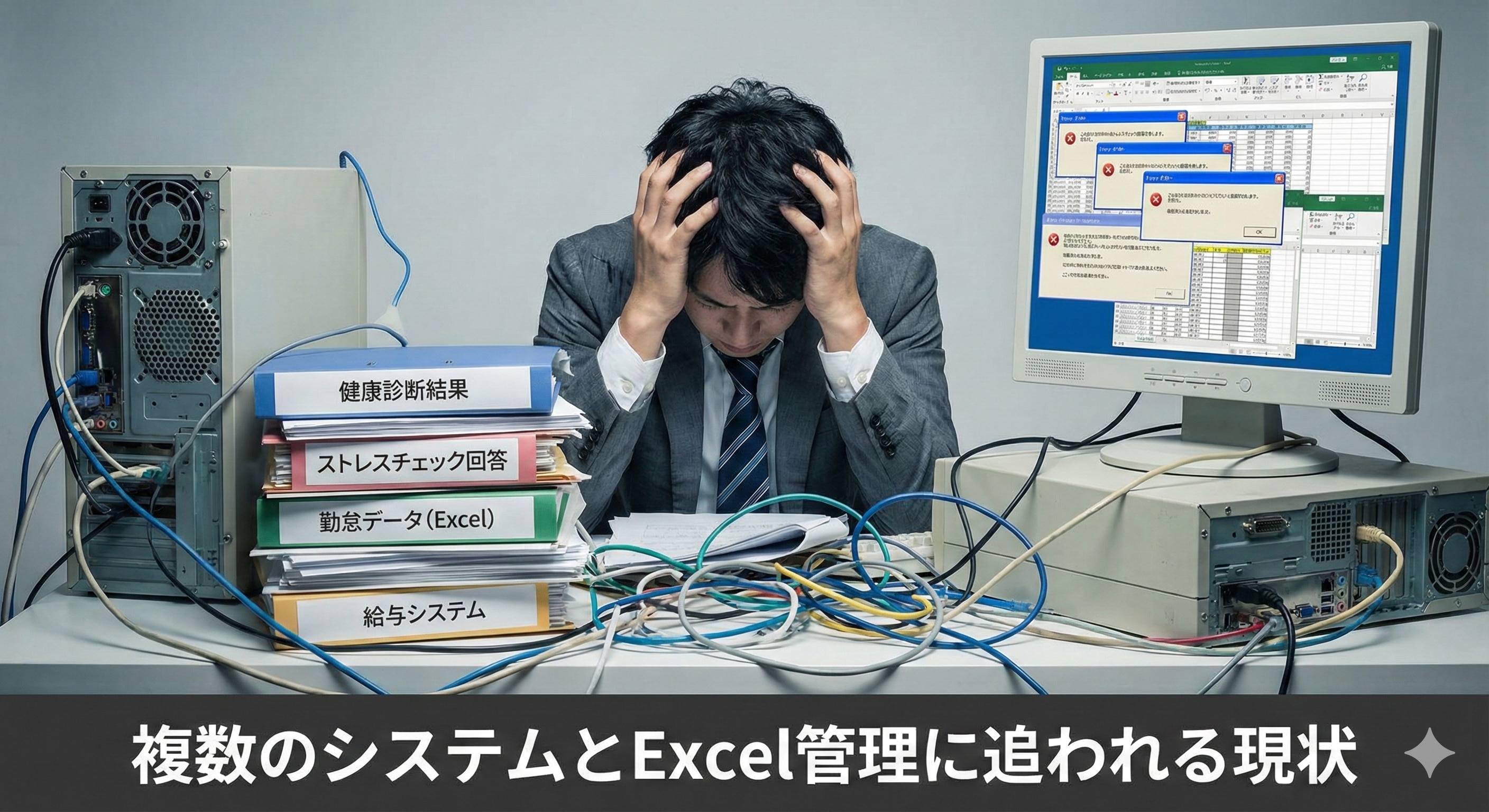 複数のシステムとExcel管理に追われる現状