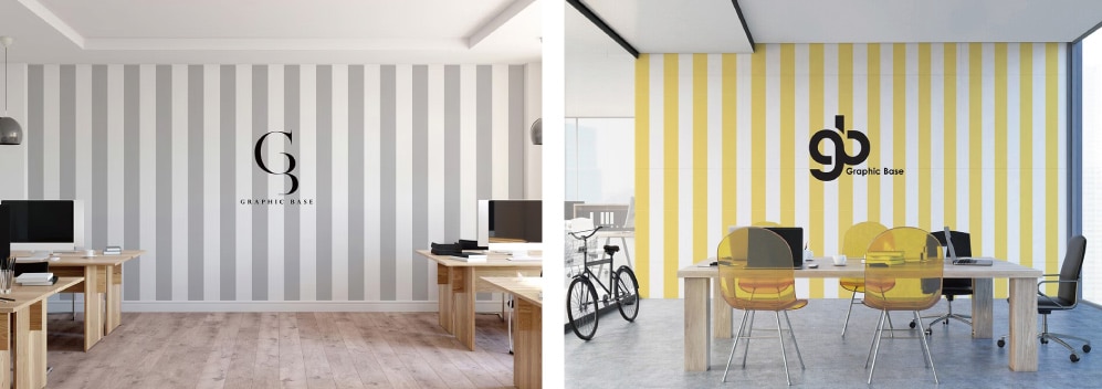 天井を高く見せるストライプの壁紙