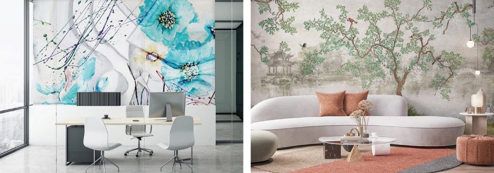 コラージュと風景アートのアクセント壁紙