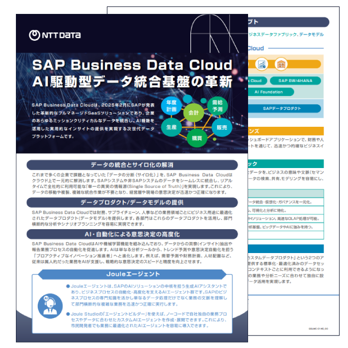表紙：SAP Business Data Cloud AI駆動型データ統合基盤の革新