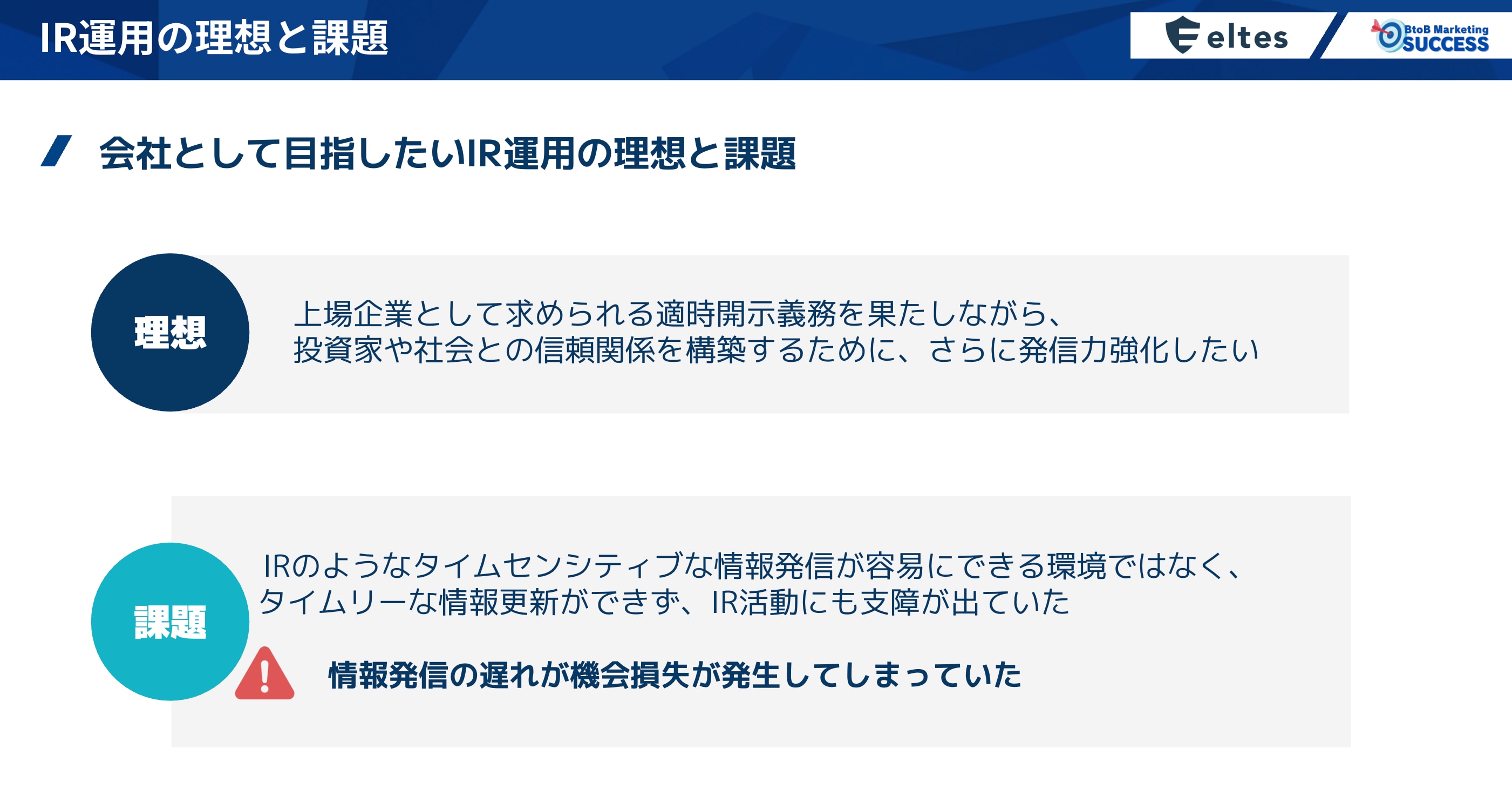  IR運用の理想と課題