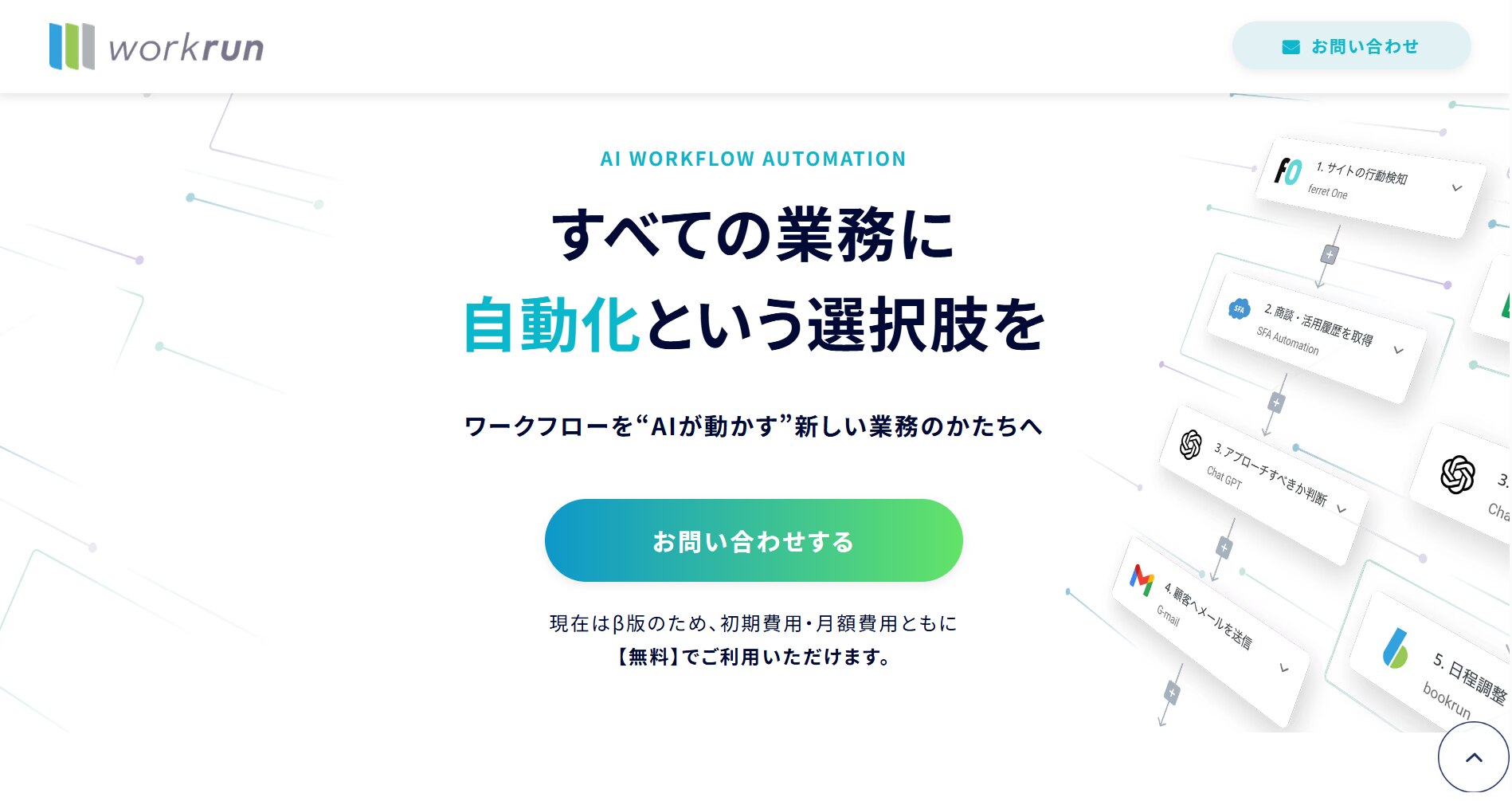 フローチャートで整理した業務フローをそのまま自動化するなら「workrun」がおすすめ!