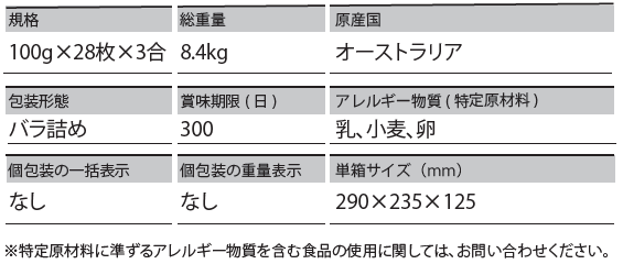 ホクビー　パティ　商品規格