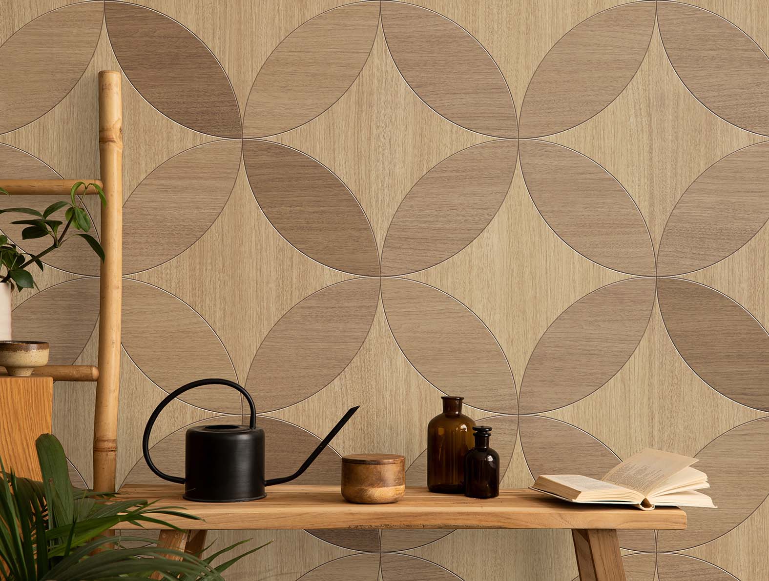 マテリアル柄の木目の壁紙