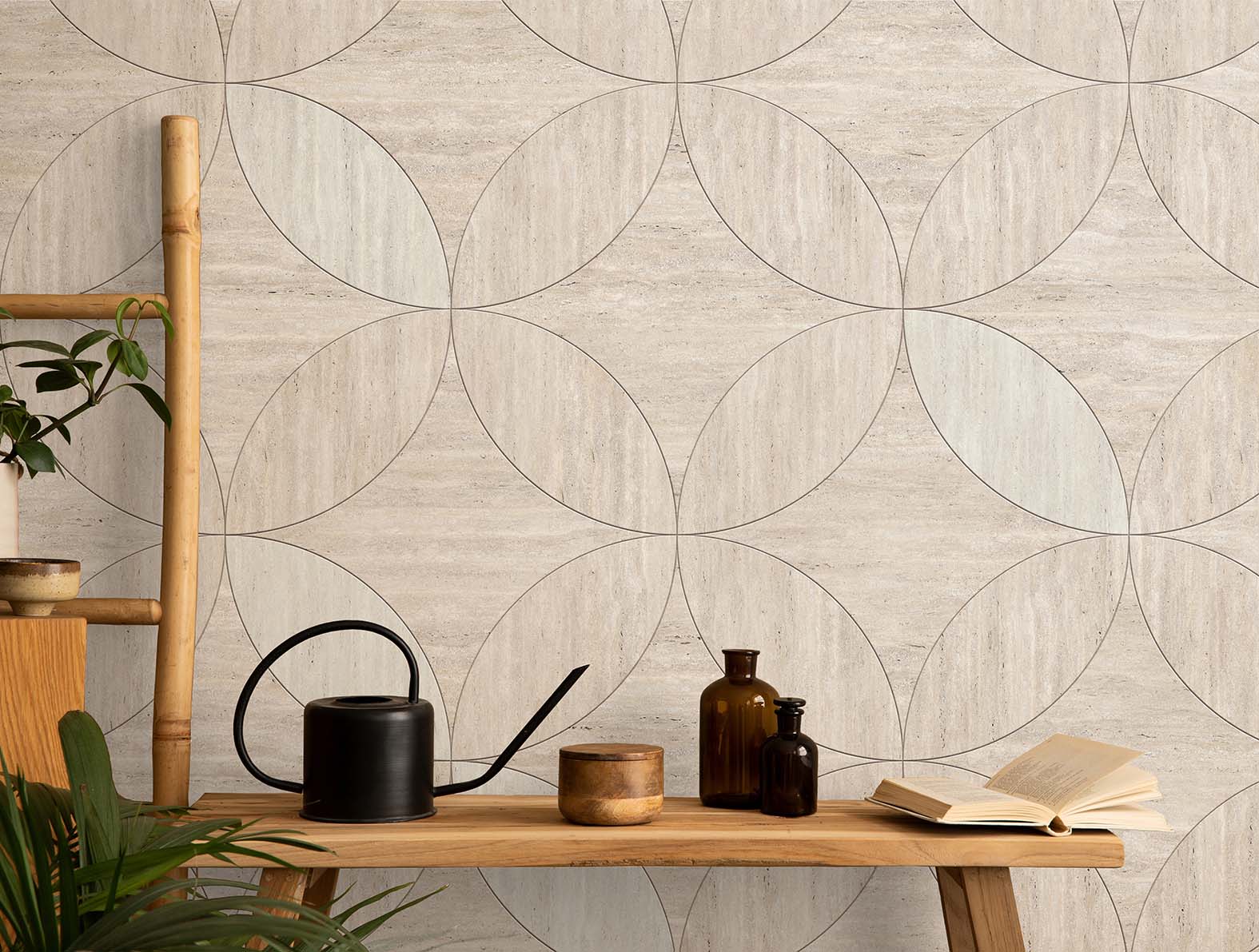 マテリアル柄の木目の壁紙