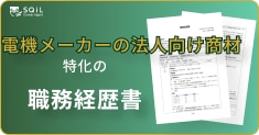 電機メーカーの法人向け商材の営業の職務経歴書テンプレート