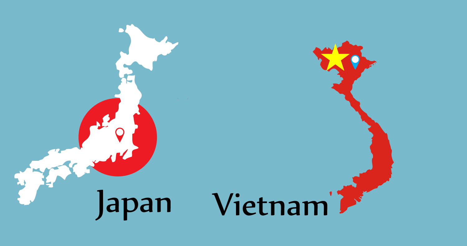 東京とハノイ地図