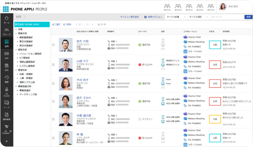特徴 01 従業員と顧客の連絡先を一元管理