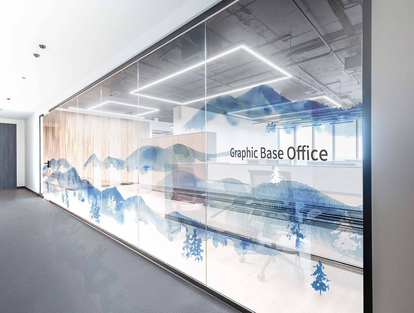 抽象的な水彩画のガラスプリント