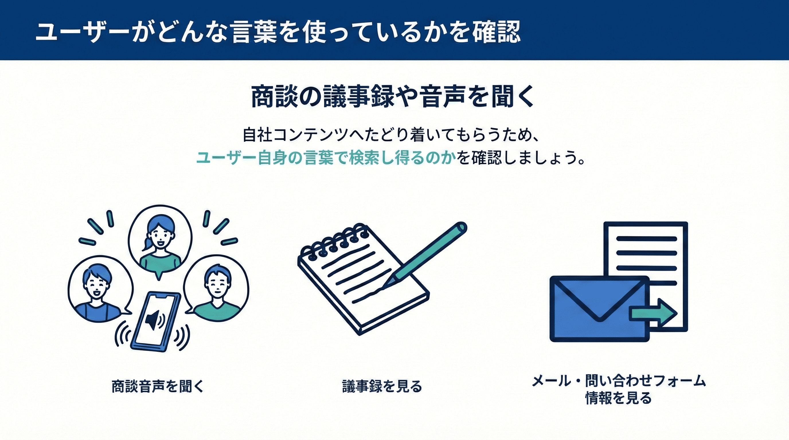 ユーザーがどんな言葉を使っているかを確認