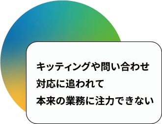 キッティングや問い合わせ対応に追われて本来の業務に注力できない