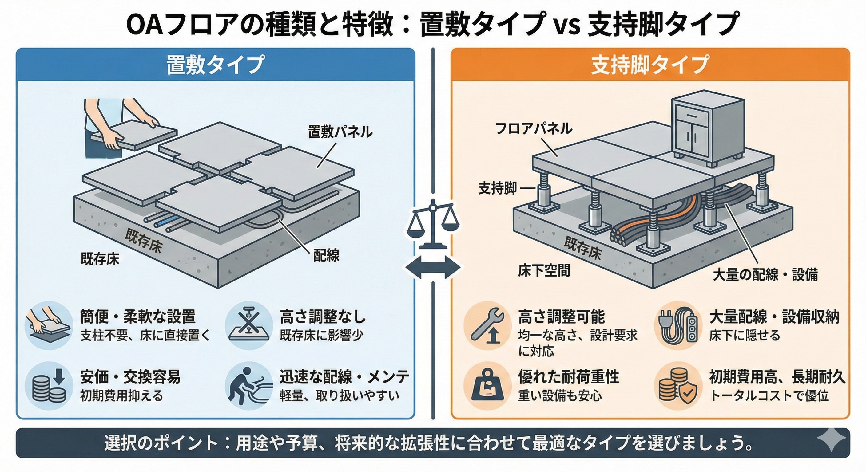 OAフロアの種類