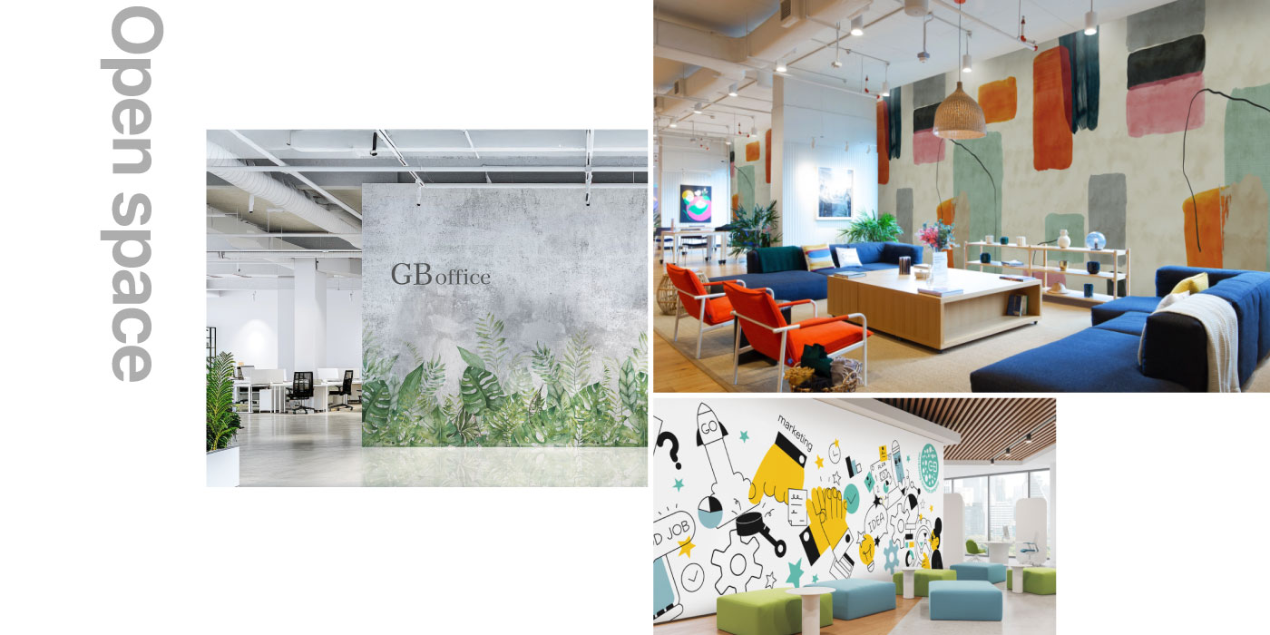 オープンスペースに最適な壁紙デザイン集