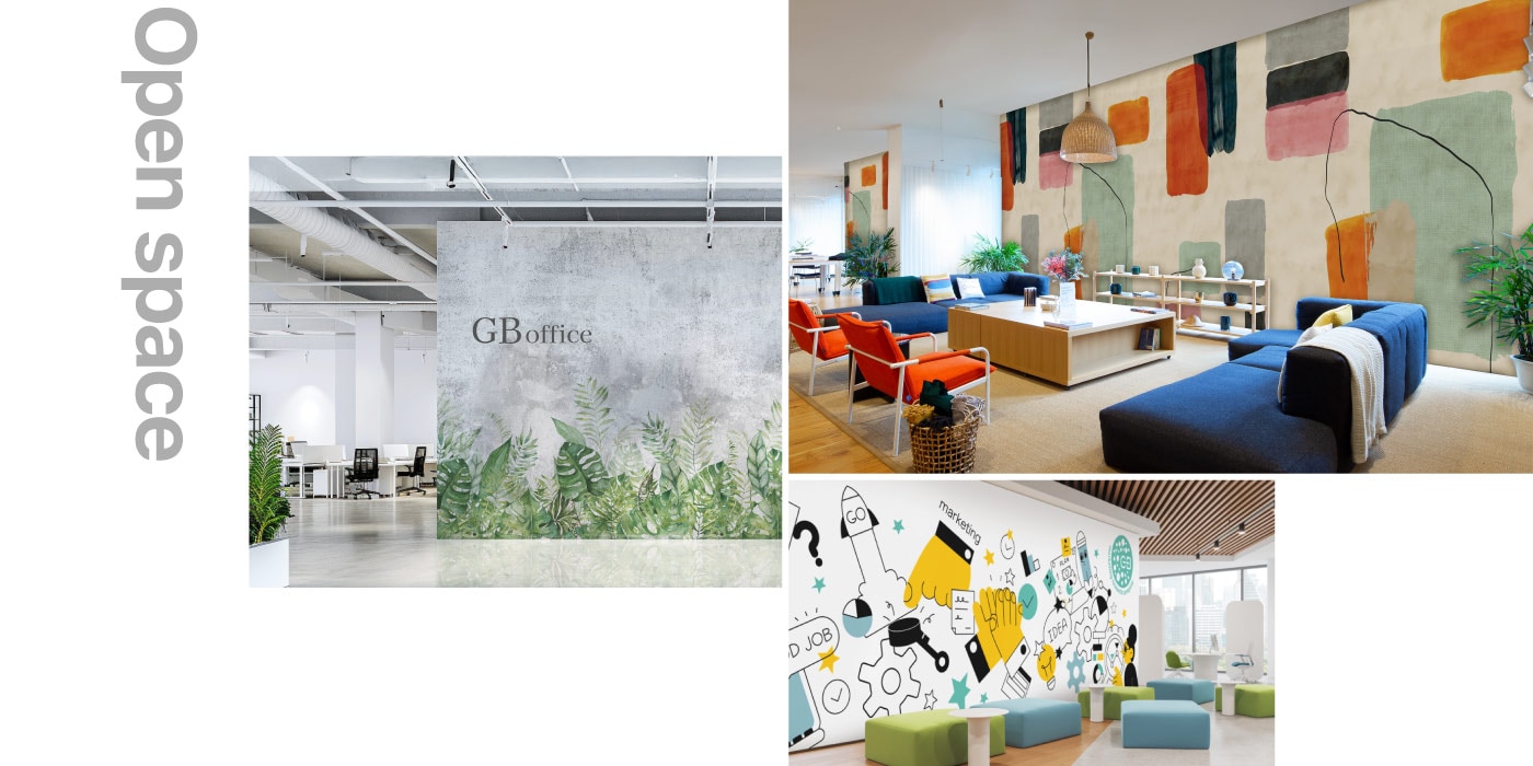 オープンスペースに最適な壁紙デザイン集