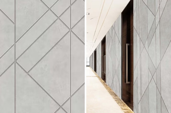 オフィス通路にシンプルなラインのモルタル壁紙